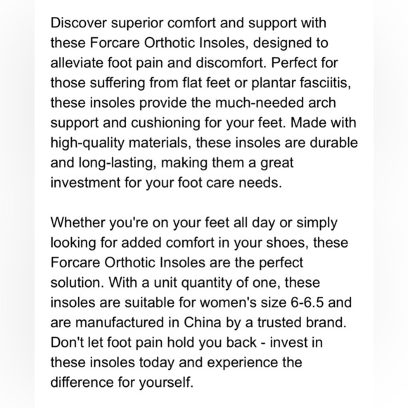 🆕Women’s 6-6.5 Fitted Orthotic Insoles - Picture 4 of 14